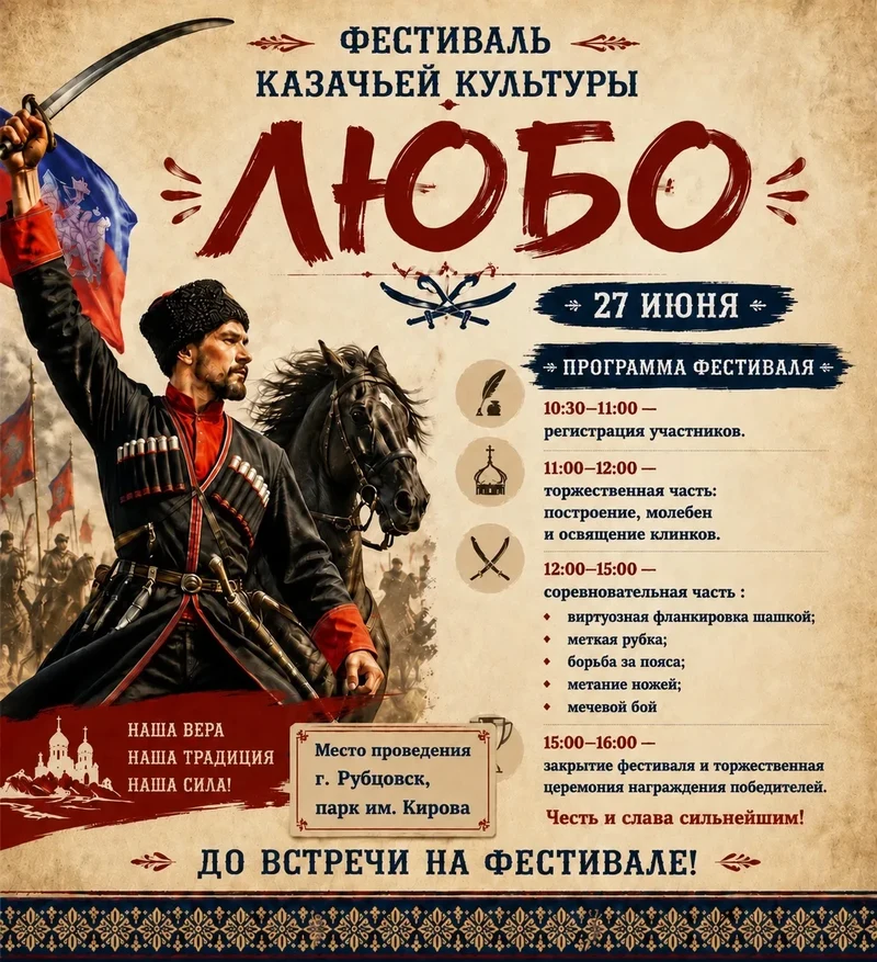 В Рубцовске впервые пройдёт межрегиональный казачий фестиваль «Любо»
