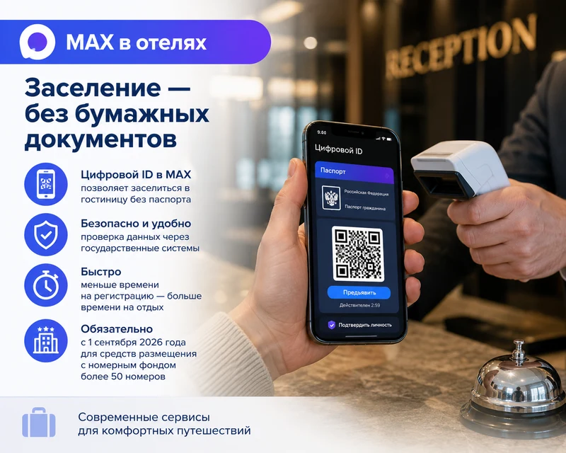 Заселиться в гостиницу можно через мессенджер МАХ