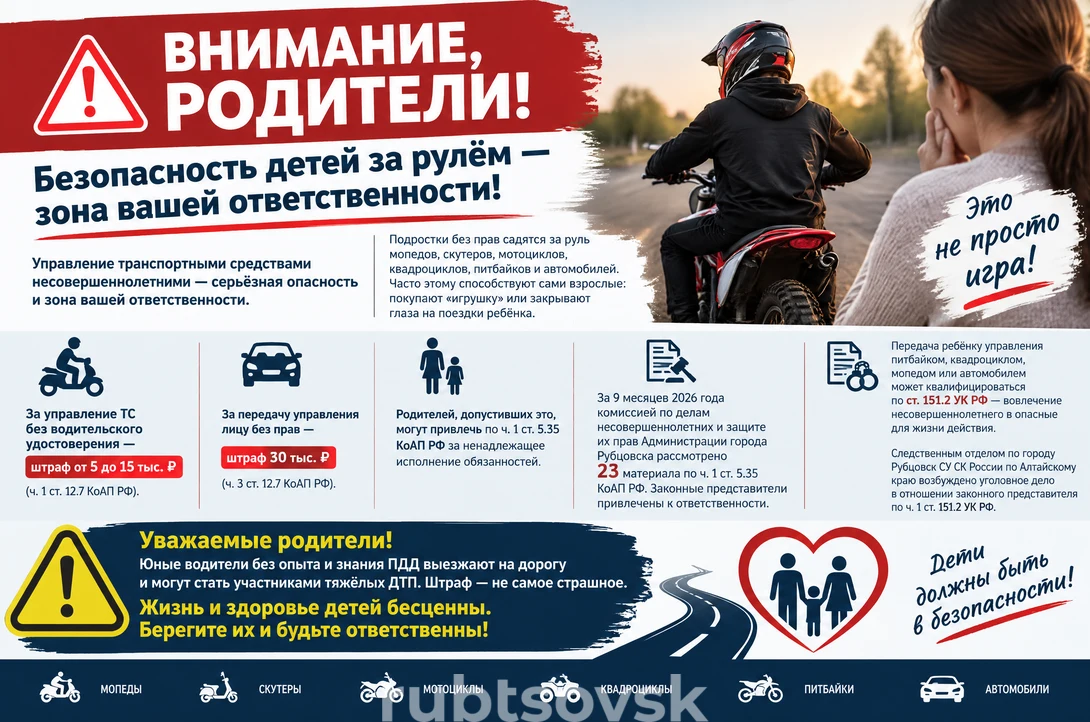 Памятка для родителей об управлении правление транспортными средствами несовершеннолетними